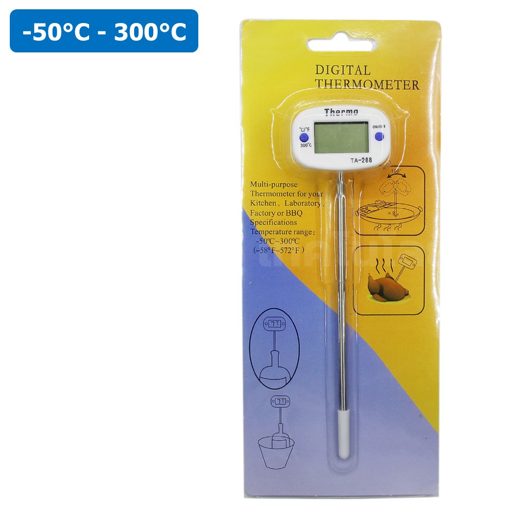 TA288 เครื่องวัดอุณหภูมิ เทอร์โมมิเตอร์ Thermometer (-50°C-300°C) ที่วัดอุณหภูมิอาหาร แบบปากกา Stainless Steel Probes Temperature sensor