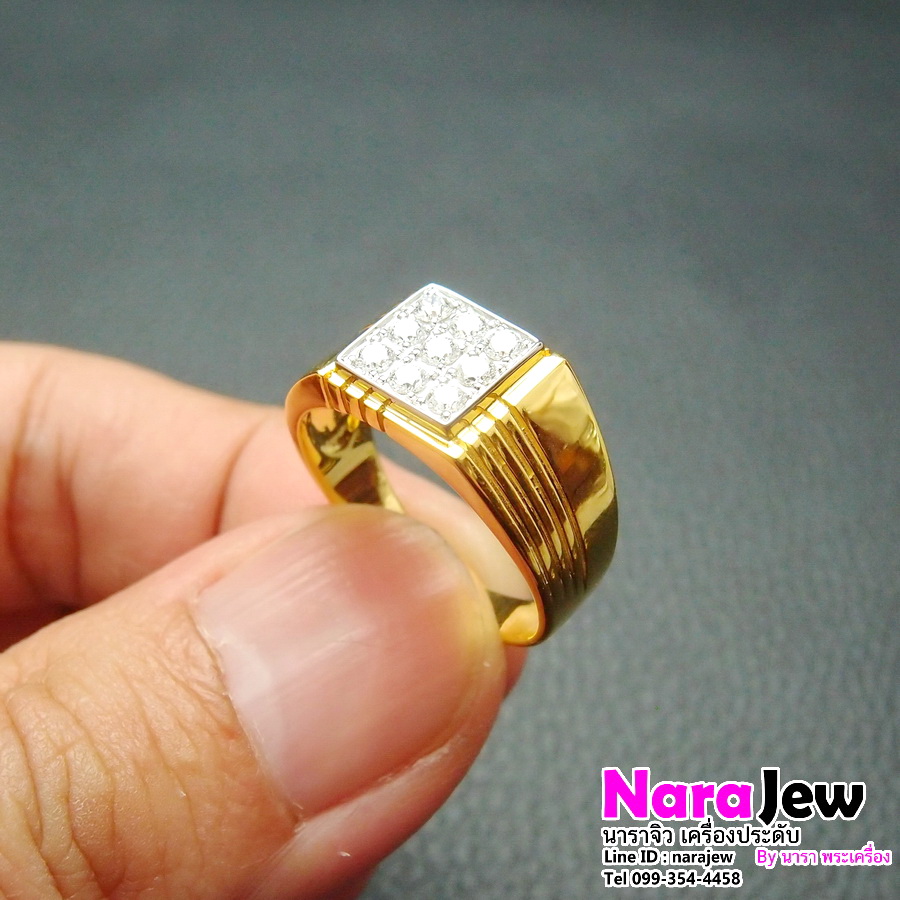 แหวนเพชรชาย ประดับเพชรแท้เบลเยี่ยมคัต 0.32 กะรัต