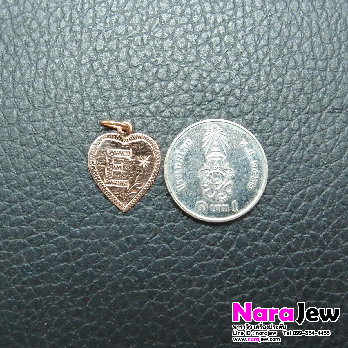จี้นาก แท้ 40% รูปหัวใจ อักษร E