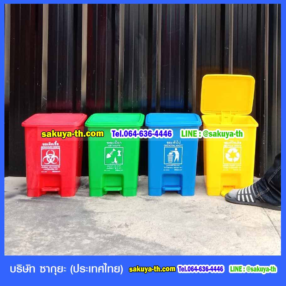 ถังขยะ,ถังขยะเทศบาล,ถังขยะแยกประเภท,ถังขยะพลาสติกใส,ถังขยะทรงเหลี่ยม,แท่นวางถังขยะ,ถังขยะเล็ก,ถังขยะเท้าเหยียบ,ถังขยะ 4 สี