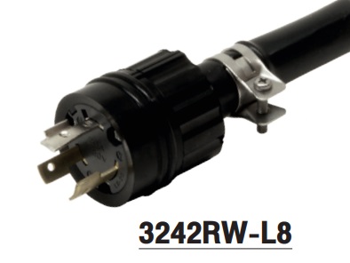 "AMERICAN DENKI"3242RW-L8 NEMA Waterproof 2-Pole 3-Wire Grounding 20A 480V (NEMA L8-20) Waterproof Plug IP65