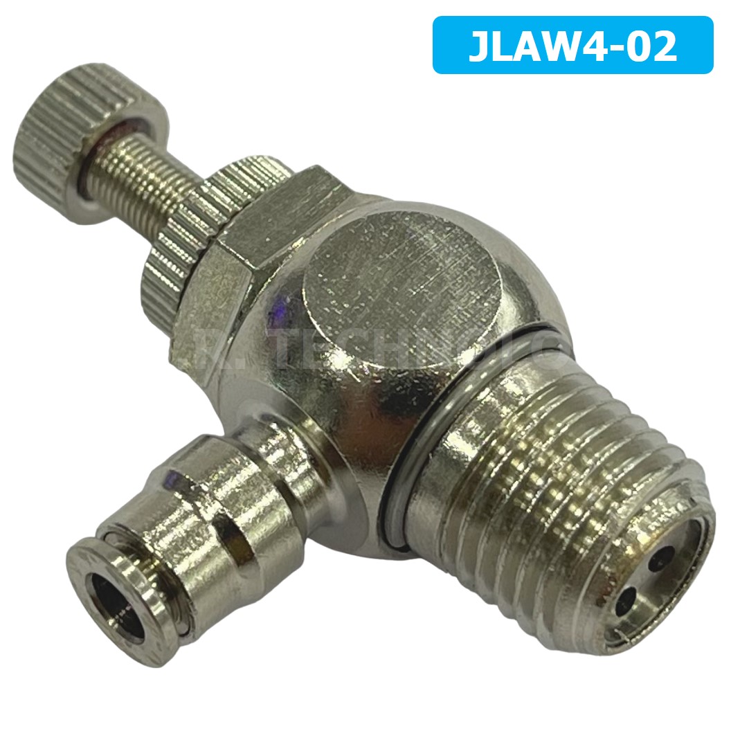 (1ชิ้น) JLAW4-02 ข้อต่อลมสแตนเลส ข้อต่อปรับลม งอ STAINLESS Air Flow Speed Controller ควบคุมความเร็วลม Speed Control valve JLAW JSL