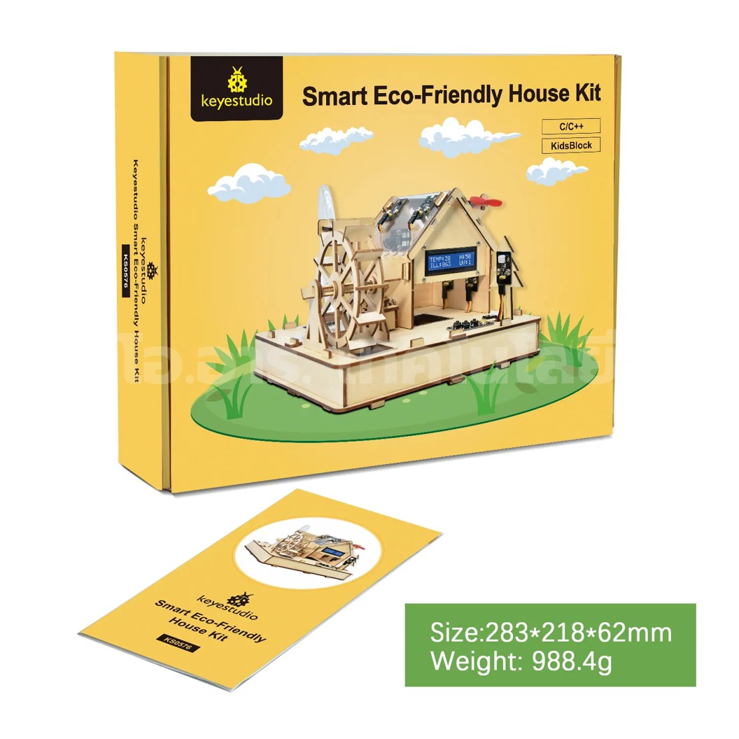 KEYESTUDIO Smart Eco-Friendly House Starter Kit For Arduino ชุดระบบบ้านพลังงานหมุนเวียนอัจฉริยะ บ้านกังหันน้ำ ชุดส่งเสริมการเรียนรู้