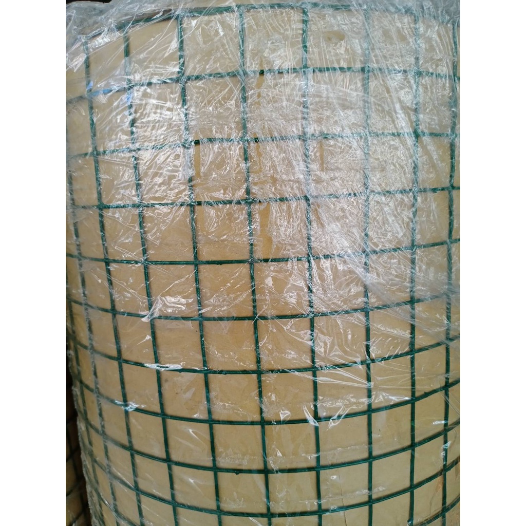 ลวดตาข่ายสี่เหลี่ยม เคลือบ พีวีซี สีเขียว ตา 1/2" 3/4" 1" รุ่นหนา (ราคารวมแวท) ตรานกนางแอ่น ลวดตะแกรงกรงไก่ กรงนก