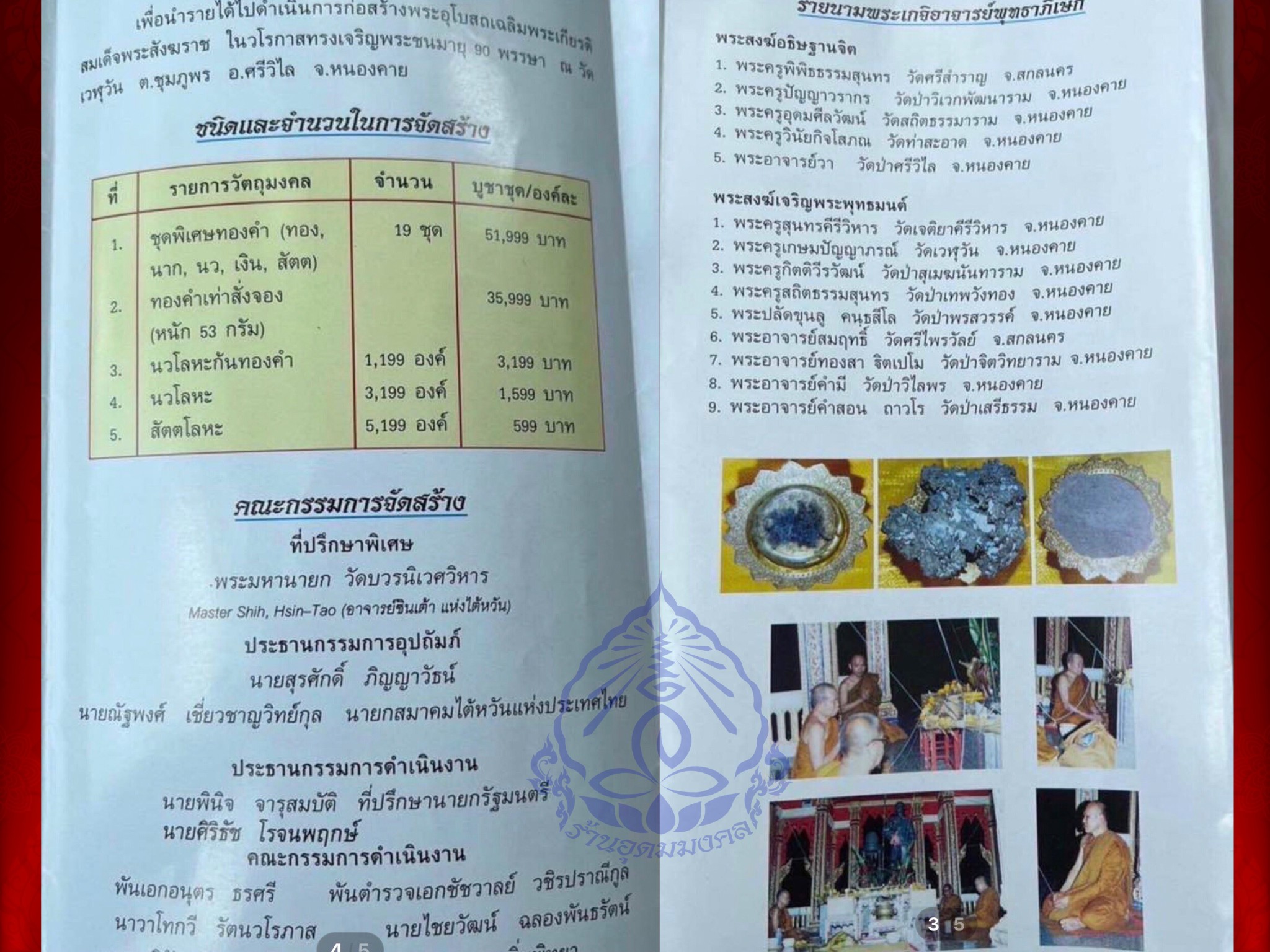 พระกริ่งญาณรังษี เนื้อสัตตะ จัดสร้างปี พ.ศ. 2544 พร้อมกล่องเดิม บรรจุเส้นพระเกศาสมเด็จพระสังฆราชเจ้า กรมหลวงวชิรญาณสังวร (เจริญสุวัฑฒโน) และทรงเมตตาอธิฏฐานจิต ณ พระอุโบสถวัดบวรนิเวศวิหาร เมื่อวันที่ 7 พฤษภาคม พ.ศ.2545 พร้อมกับพระเกจิคณาจารย์และพระวิปัสสนา