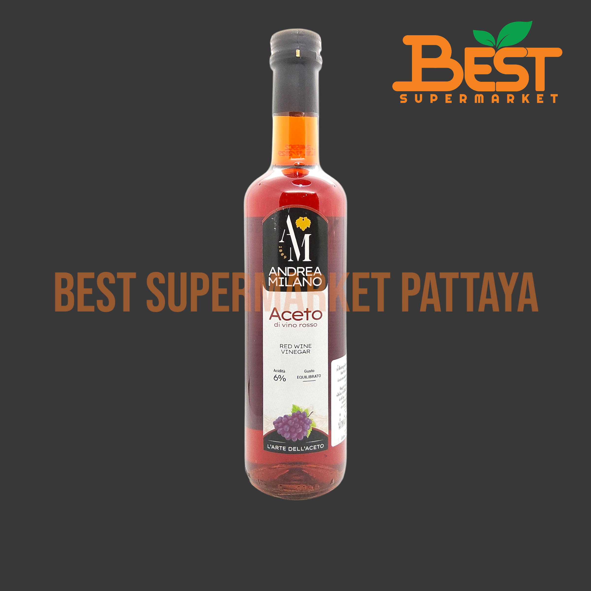 ANDREA MILANO BRAND. น้ำส้มสายชูหมักจากองุ่นแดง 500 มล. Red Wine Vinegar 500 ml.