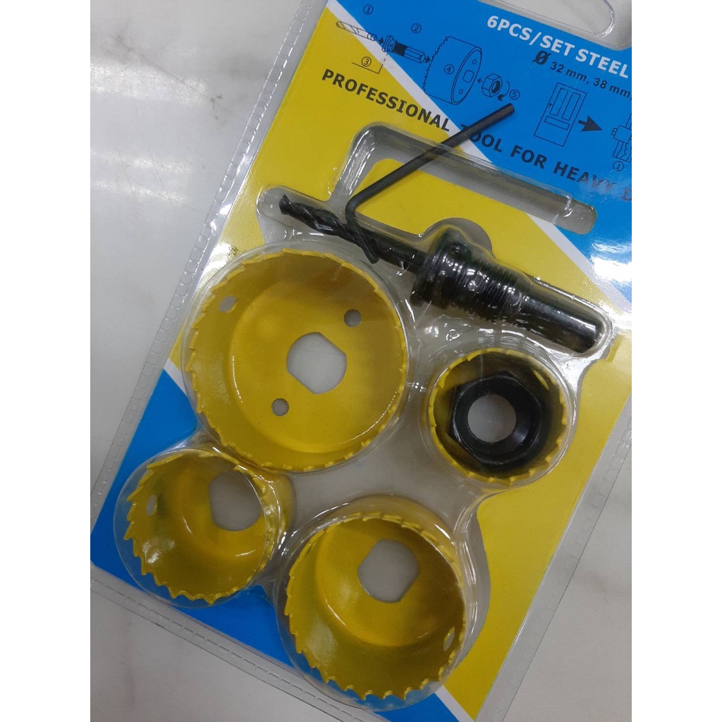 โฮลซอเจาะไม้ Rainbow (แผงละ 6 ตัวชุด ราคารวมแวท) โฮลซอว์เจาะลูกบิด โฮลซอเจาะไม้ สว่าน สว่านเจาะลูกบิด{1302121201}