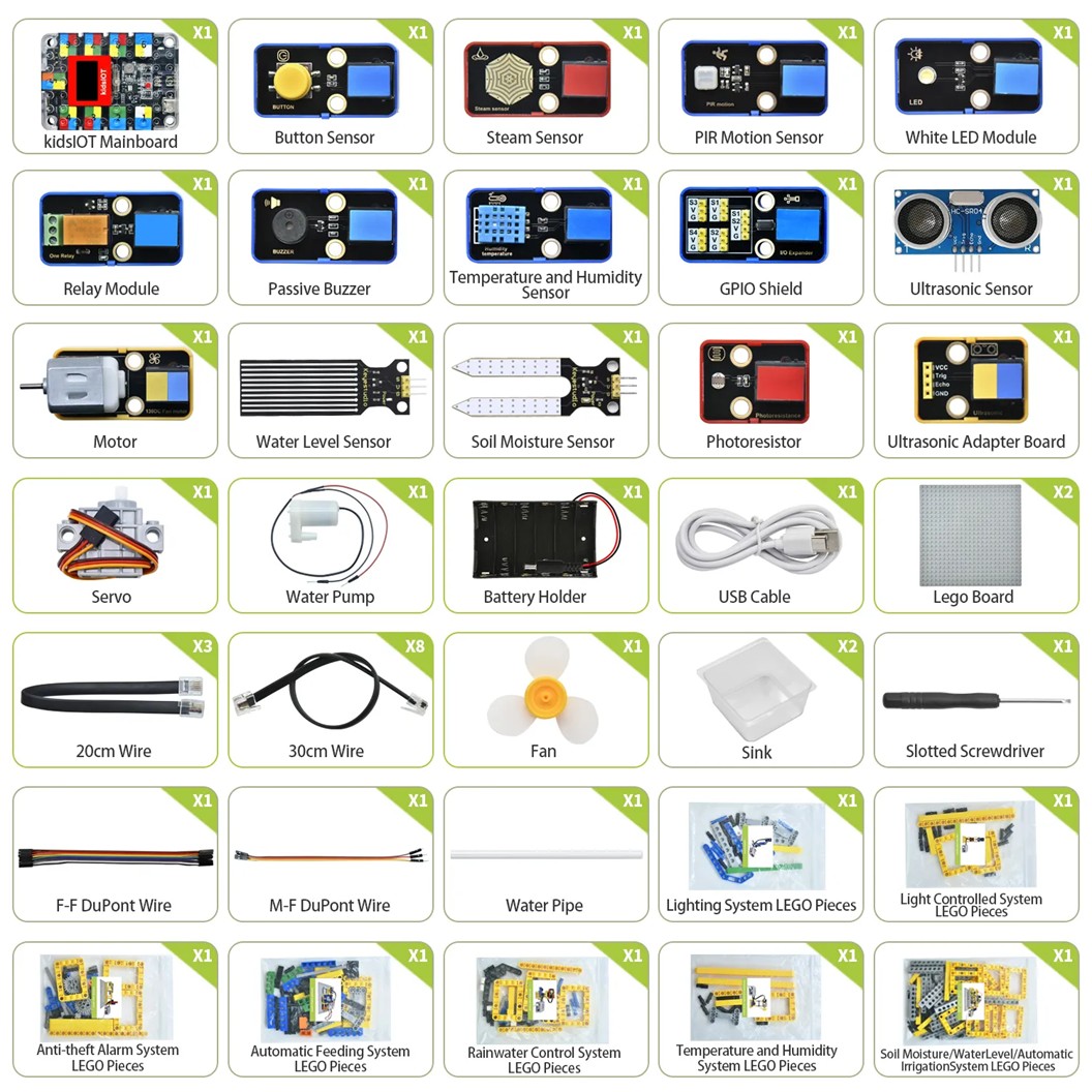 KEYESTUDIO KD3021 ชุดตัวต่อ Kidsbits Smart Farm Kit with Lego for Arduino STEM Education DIY Kit ชุดฟาร์มอัจฉริยะเพื่อการศึกษา Kidsuno ESP32