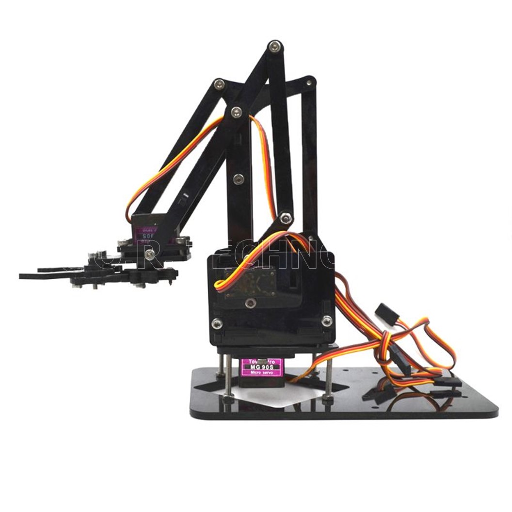 (1ชิ้น) ND074 โครง แขนกล แขนหุ่นยนต์ แขนเซอร์โว สีดำ (ไม่รวมเซอร์โวมอเตอร์ และชุดคอนโทรล) Black DIY Acrylic Robot Manipulator Mechanical Arm (non-including Servo and board)