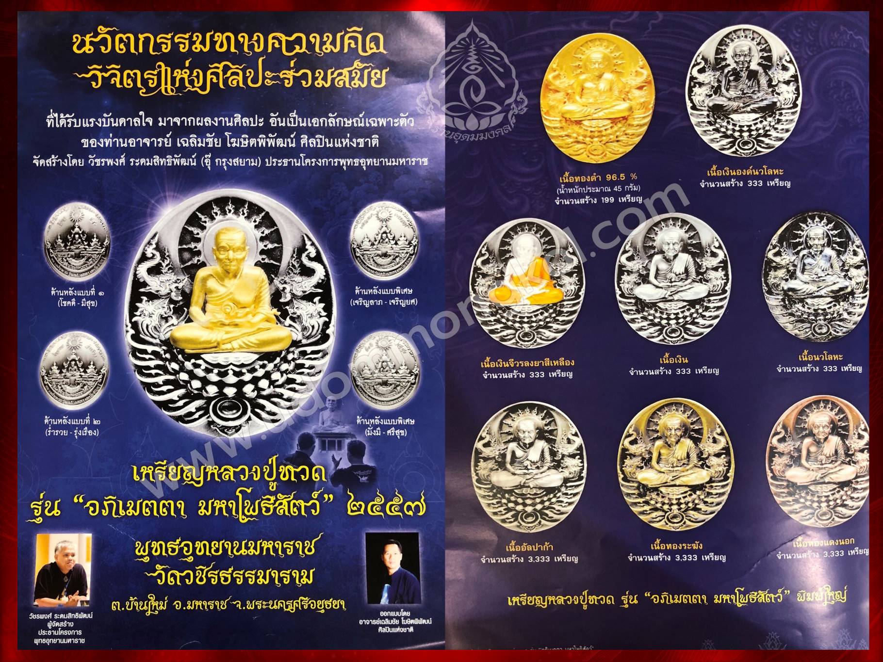 เหรียญหลวงพ่อทวด รุ่นอภิเมตตามหาโพธิสัตว์ 2557 รุ่น ๑ พุทธอุทยานมหาราช วัดวชิรธรรมารามจ.พระนครศรีอยุธยา อ.เฉลิมชัย โฆสิตพิพัฒน์ ออกแบบ เนื้อทองแดงนอก พิมพ์ใหญ่ No.1186 พร้อมกล่องเดิมๆ ครับ บูชาเบาๆ ราคาจอง