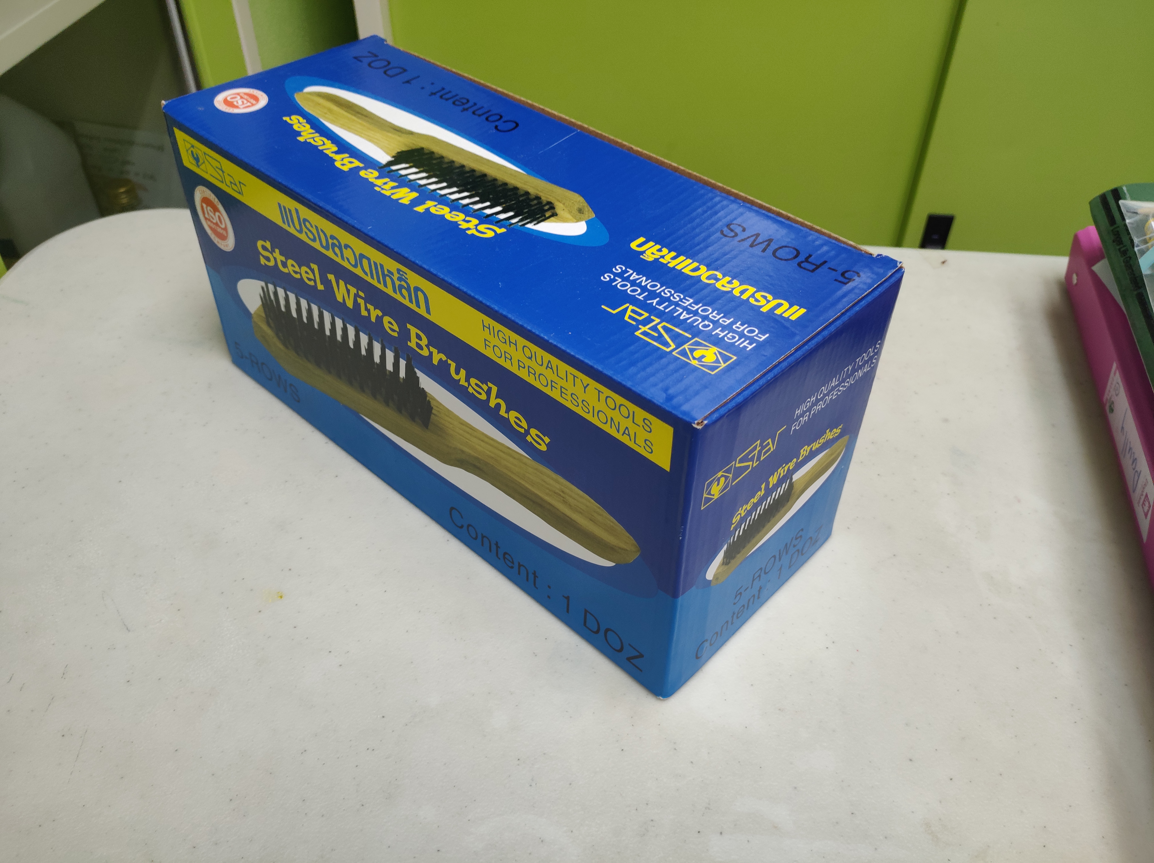 แปรงลวดเหล็ก ตรา STAR ขนาด 5 แถว(ราคารวมแวท) (กล่อง 1 โหล) แปรงลวดเหล็กด้ามไม้ แปรงขัดสนิม{0407810801}