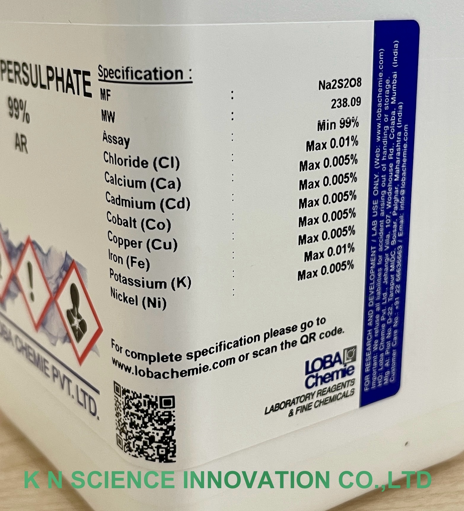 Sodium persulfate, AR ,500 g ,Loba 5970D00500