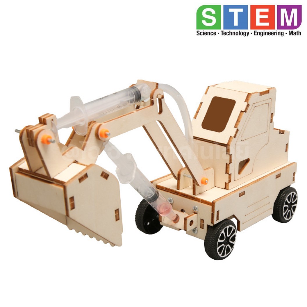 T-M122 ชุดประกอบไม้ รถตักดิน ไฮดรอลิก Hydraulic Loader Wooden Kit STEM Education ของเล่นเสริมทักษะ เสริมพัฒนาการ ชุดเรียนรู้ ชุดทดลอง รถตักดินไม้