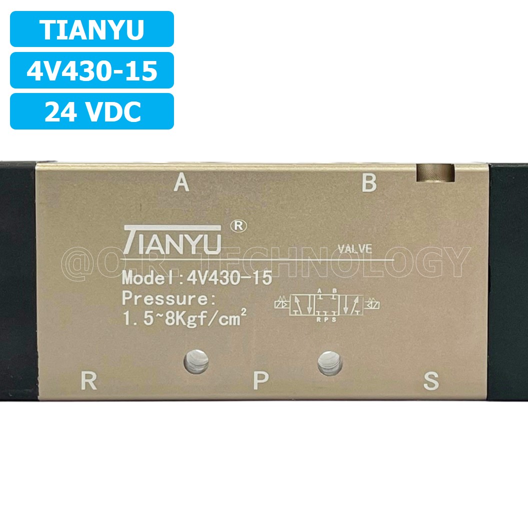 (1ชิ้น) 4V430-15 24VDC โซลินอยด์วาล์ว คอยล์ 2 ข้าง 5/3 Double Coil Solenoid Valve Pneumatic TIANYU โซลินอยด์วาล์วไฟฟ้า โซลินอยลม วาล์วลม กระบอกลม