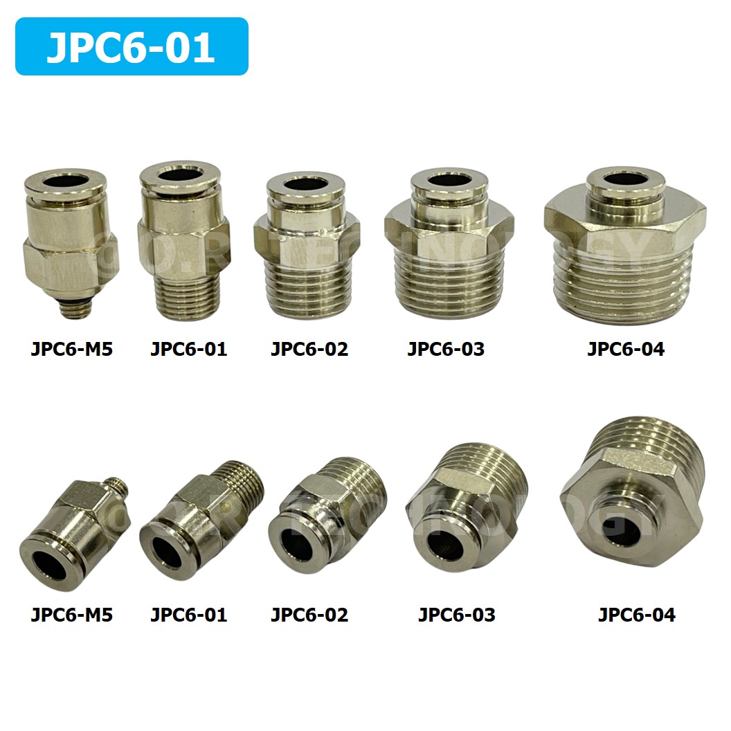 (1ชิ้น) JPC6-01 ข้อต่อลมสแตนเลสเกลียวนอก ข้อต่อลมเกลียวนอก ข้อต่อลม สแตนเลส STAINLESS Male Thread Straight Quick Connector Fitting