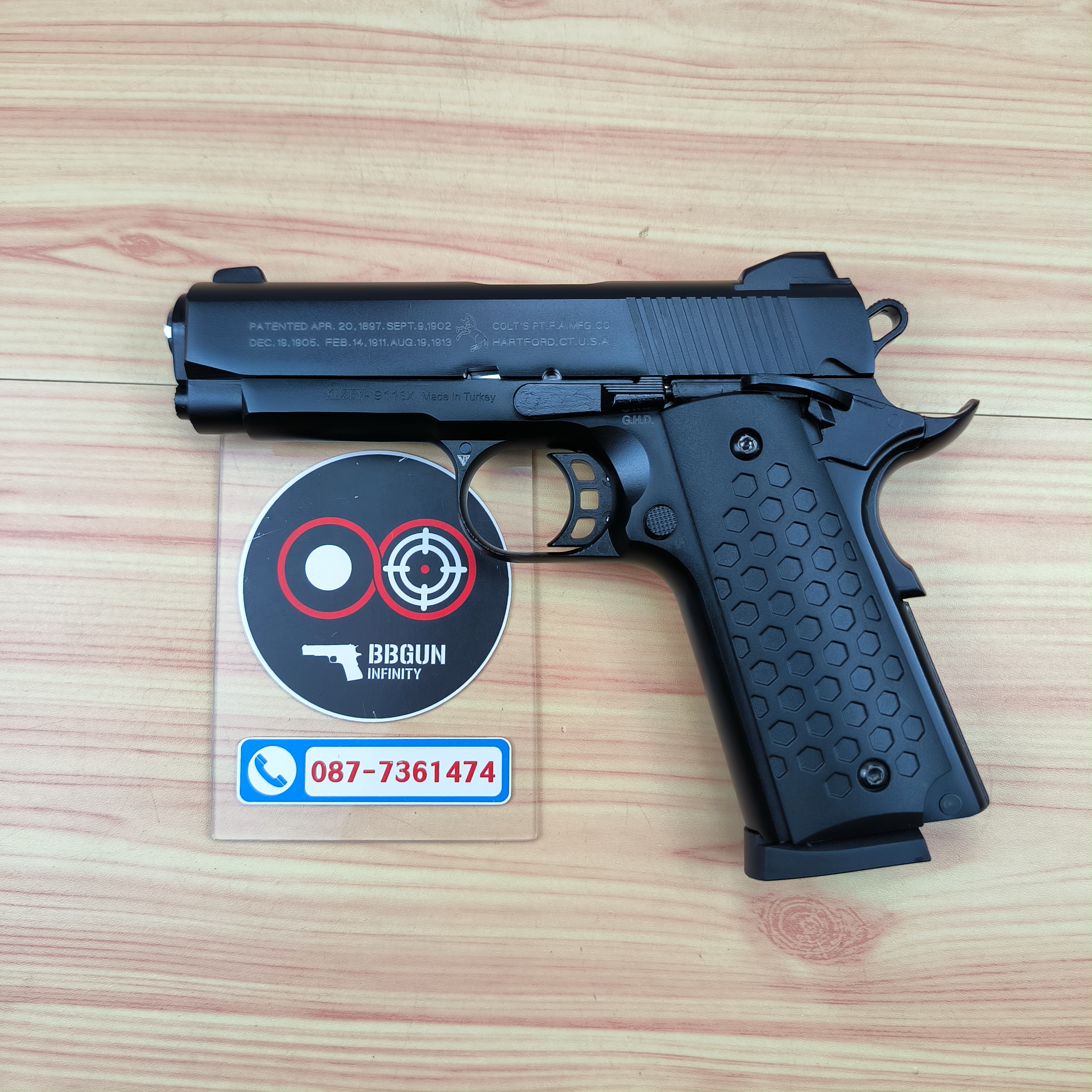 Blank Gun KUZEY 911SX COLT'S 100 ปี ลํากล้อง 4 นิ้ว สีดำ แบลงค์กัน (แถมกล่องใส่ปืน)