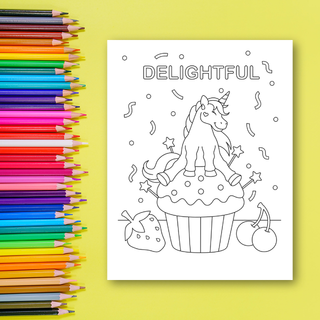 สมุดระบายสียูนิคอร์น Unicorn Coloring Book พร้อมคำพูดบวก