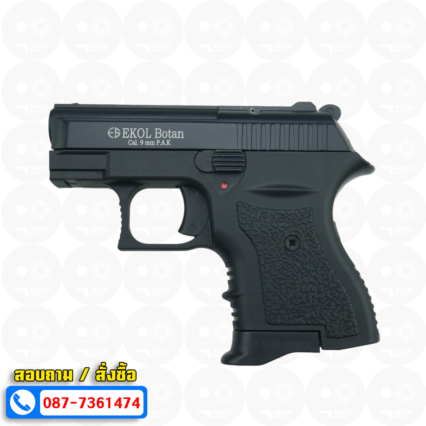 แบลงค์กัน EKOL BOTAN BLACK สีดำ 9 mm P.A.K. Blank gun (แถมกล่องใส่ปืน)