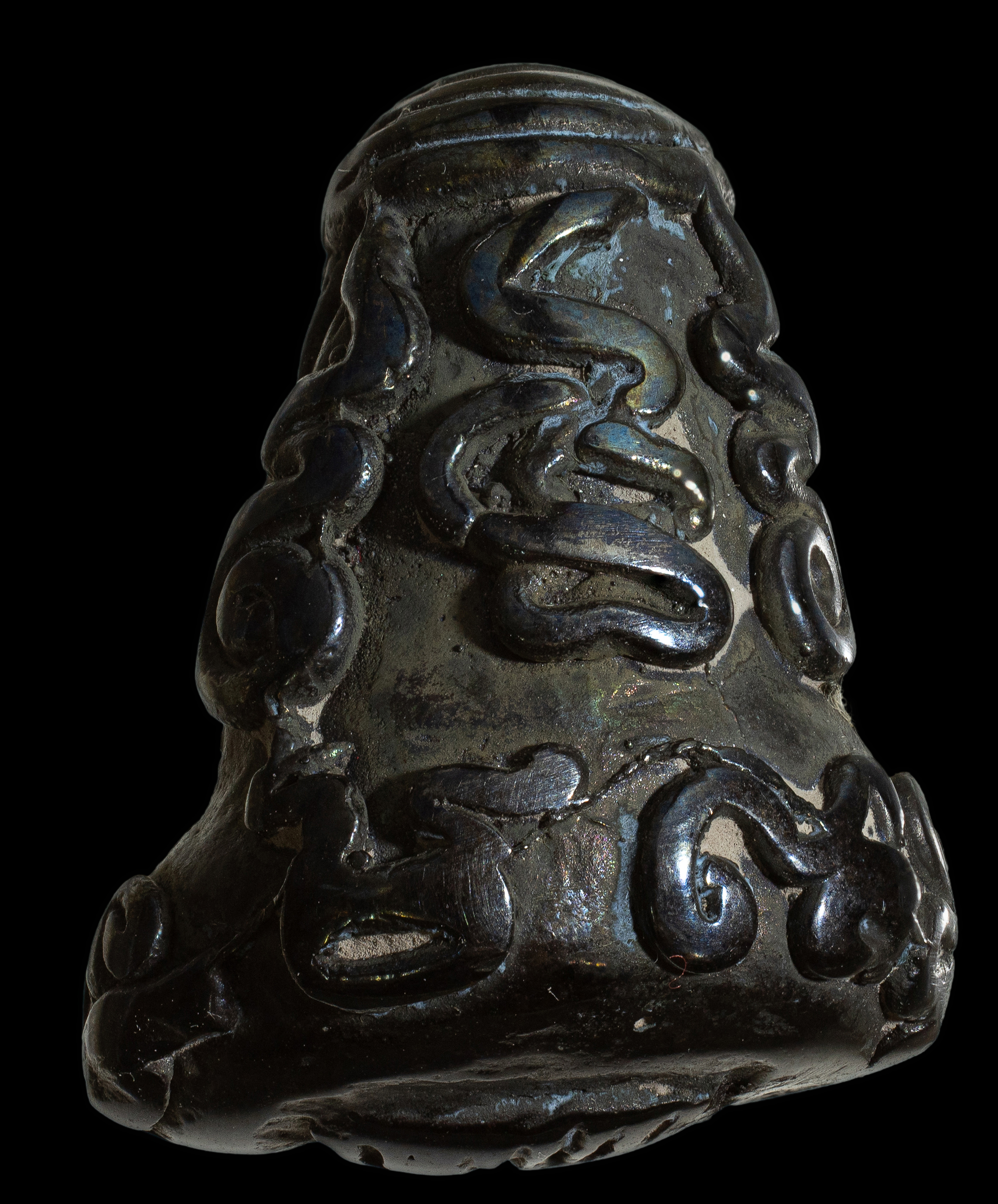 พระปิดตาหลวงพ่อรุ่ง วัดท่ากระบือ พิมพ์ยันต์ยุ่ง เนื้อเมฆพัตร