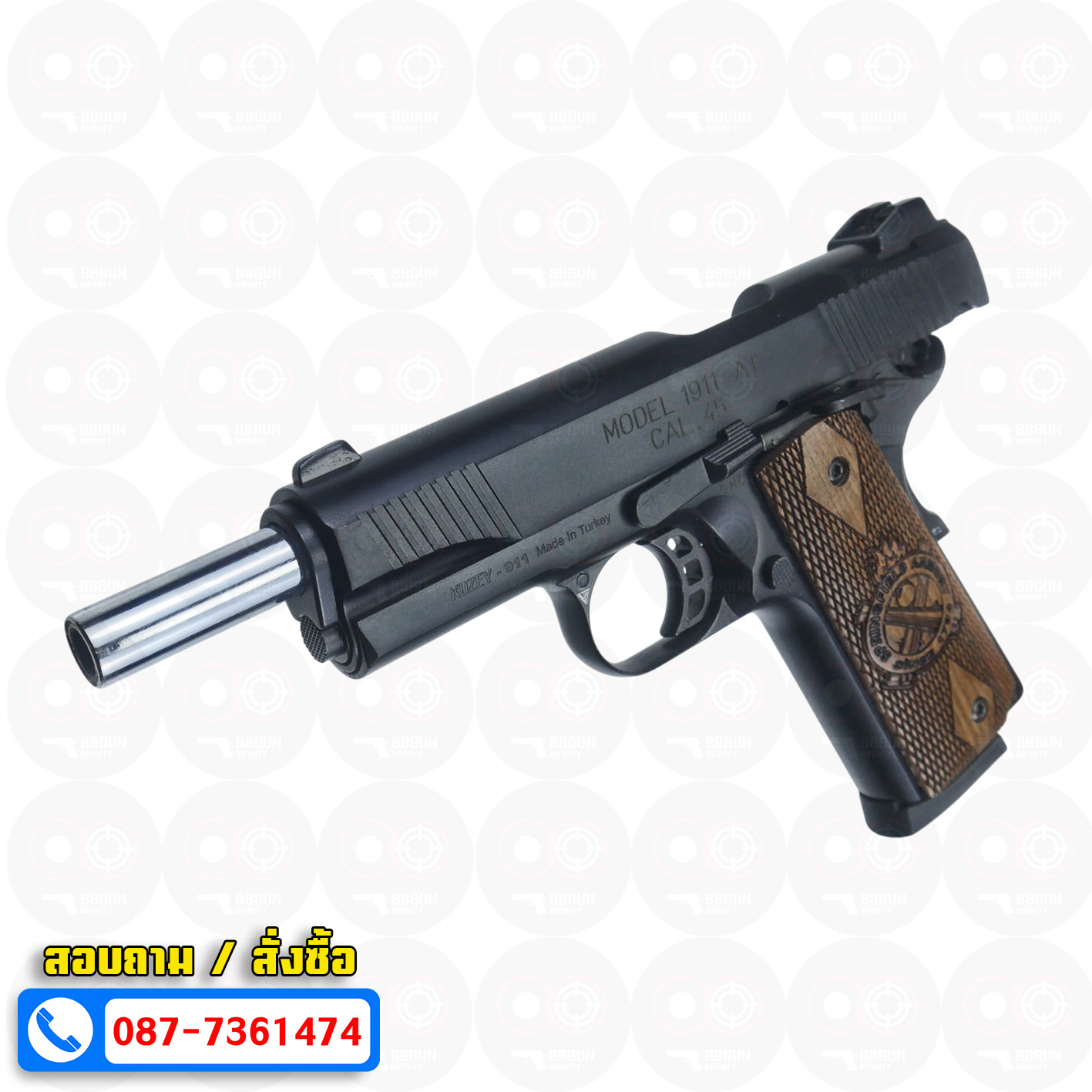 แบลงค์กัน KUZEY M1911-A1 SPRINGFIELD ARMORY สีดำ 5 นิ้ว blank gun ด้ามไม้