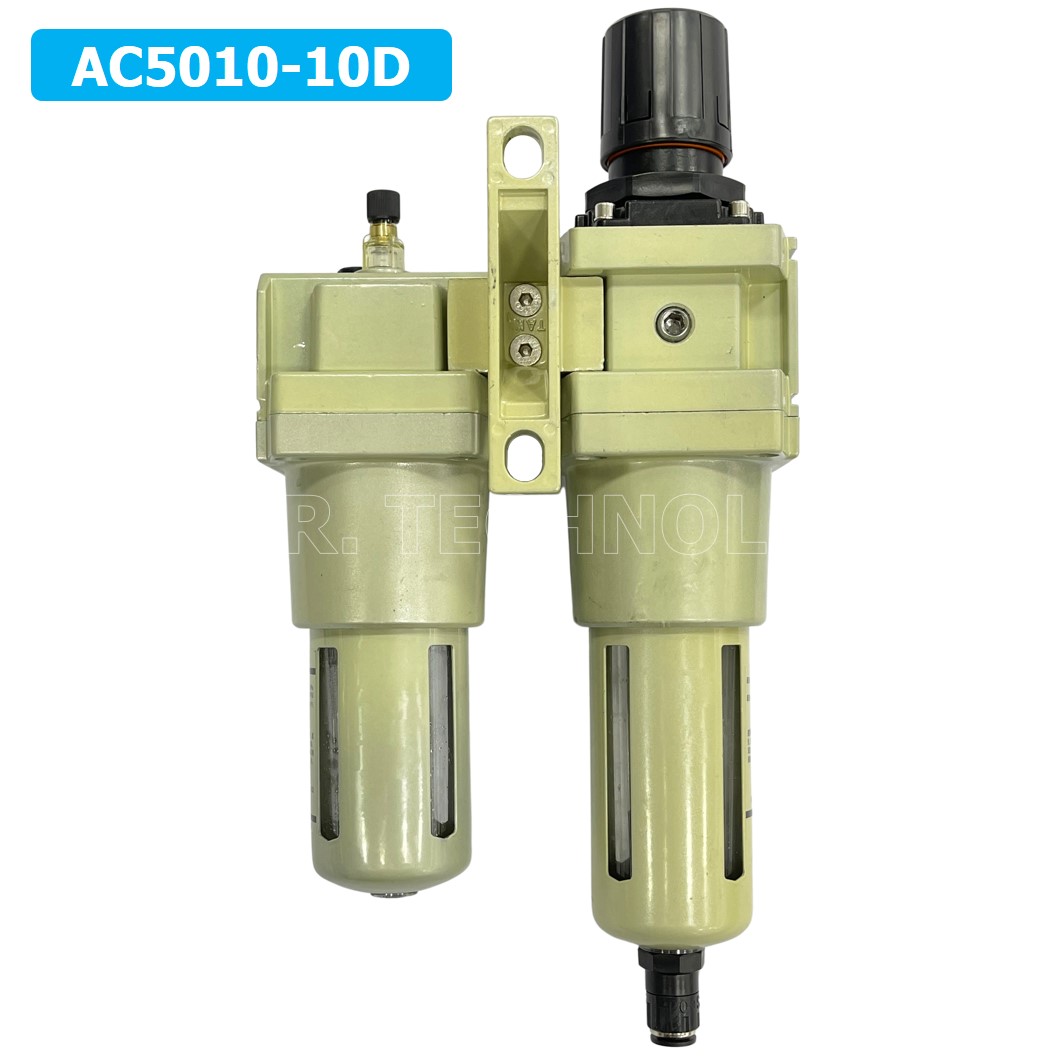 (1ชิ้น) AC5010-10D ชุดกรองลมแบบ 2 ตอน Auto Drain FRL 2 Unit Air Filter, Regulator & Lubricator TIANYU AC (AW+AL) แบบระบายน้ำอัตโนมัติ