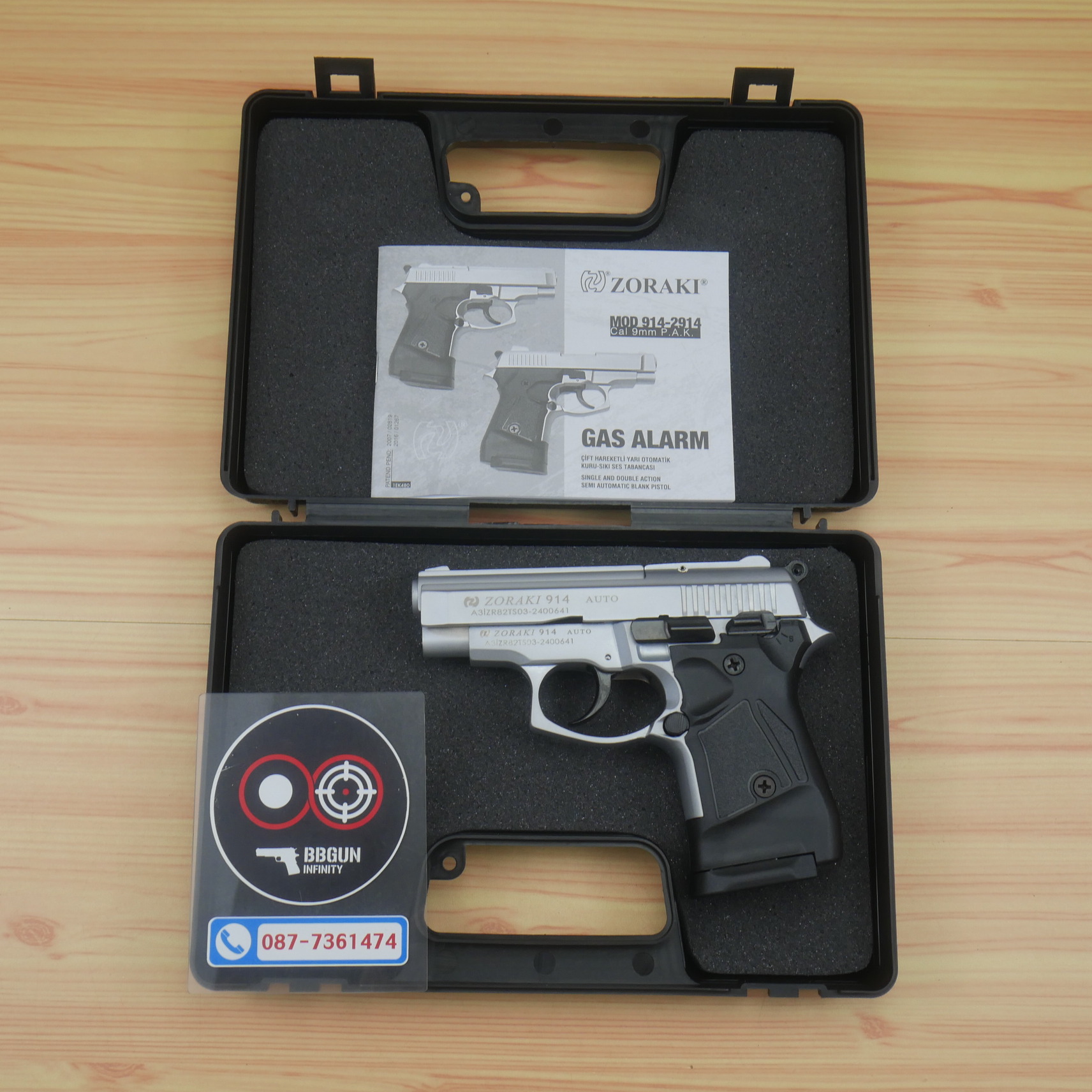 Blank GUN Zoraki mod 914 auto สีเงินด้าน แบลงค์กัน Semi Auto & Full Auto (แถมกล่องปืน)