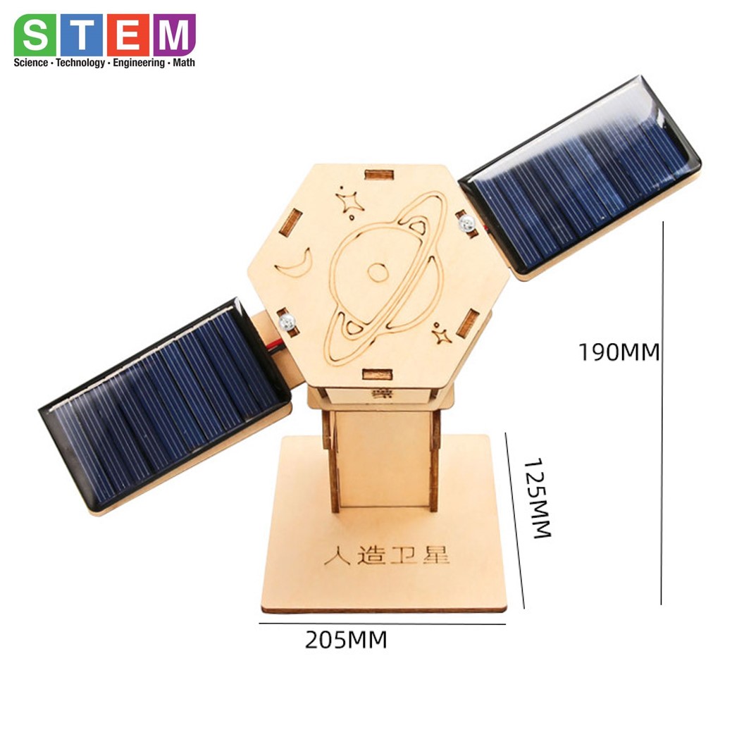 T-M214 ชุดประกอบไม้ ดาวเทียม พลังงานแสงอาทิตย์ Solar Artificial Satellite Wooden Kit STEM Education ของเล่นเสริมทักษะ เสริมพัฒนาการ