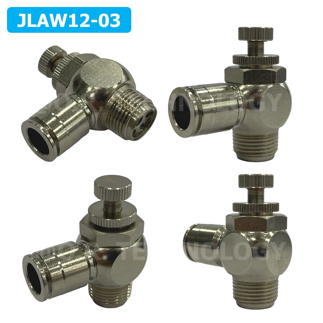 (1ชิ้น) JLAW12-03 ข้อต่อลมสแตนเลส ข้อต่อปรับลม งอ STAINLESS Air Flow Speed Controller ควบคุมความเร็วลม Speed Control valve JLAW JSL