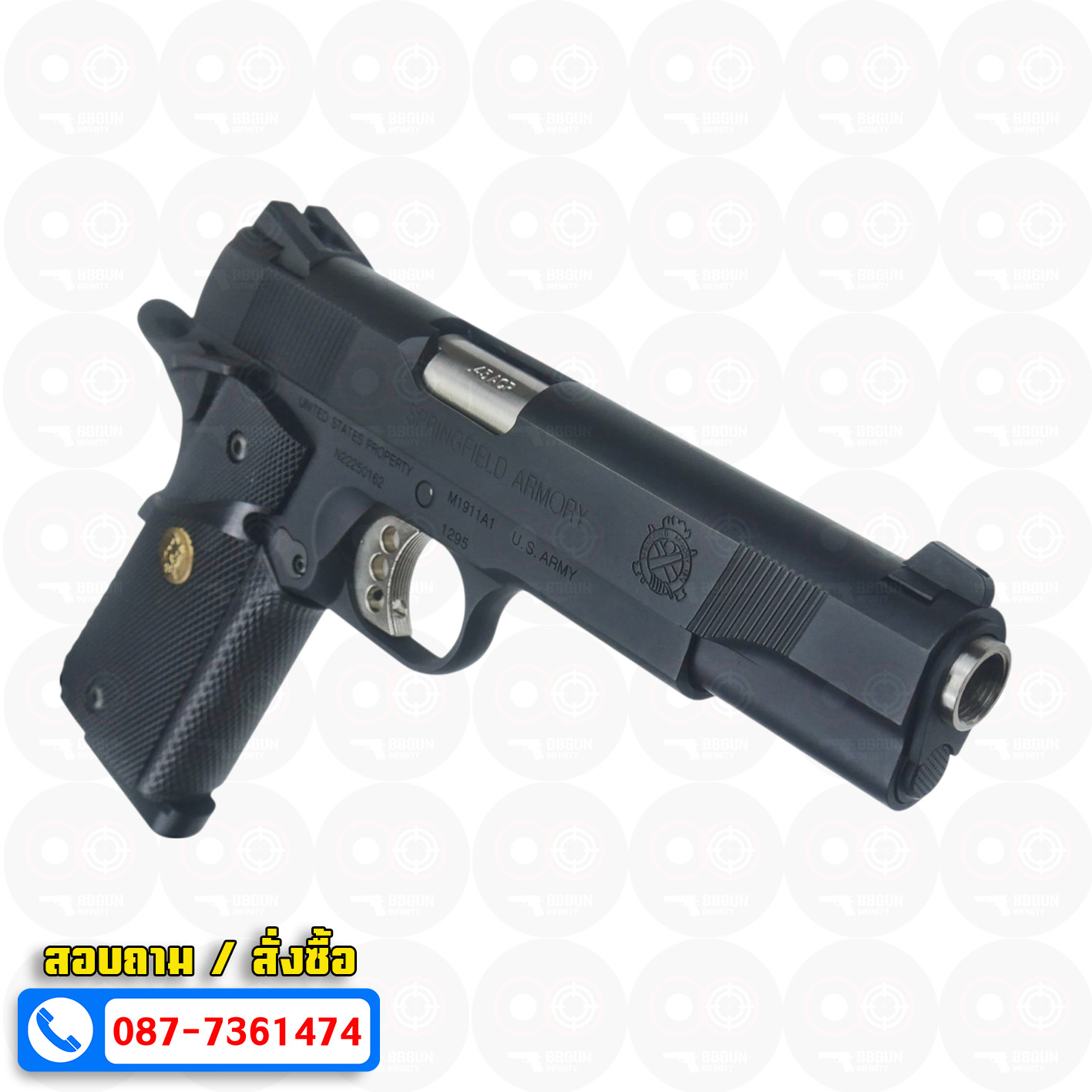 บีบีกันอัดแก๊ส Army Armament R27 Springfield 1911 สีดำ BB GUN