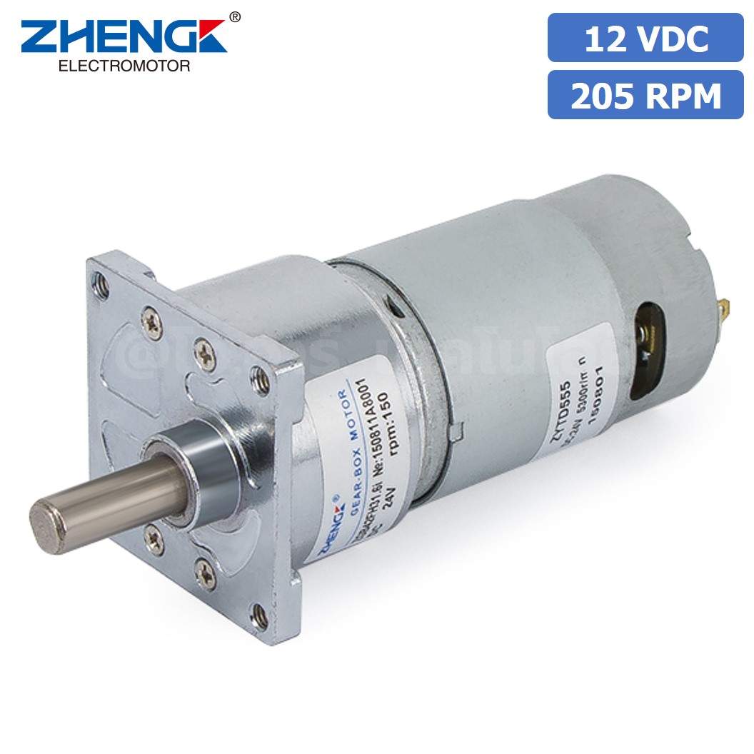 ZGB42FH มอเตอร์เกียร์ 555 12VDC 205RPM D42 Gearhead+555 Brushed DC Motor SquareFlange Geared Motor
