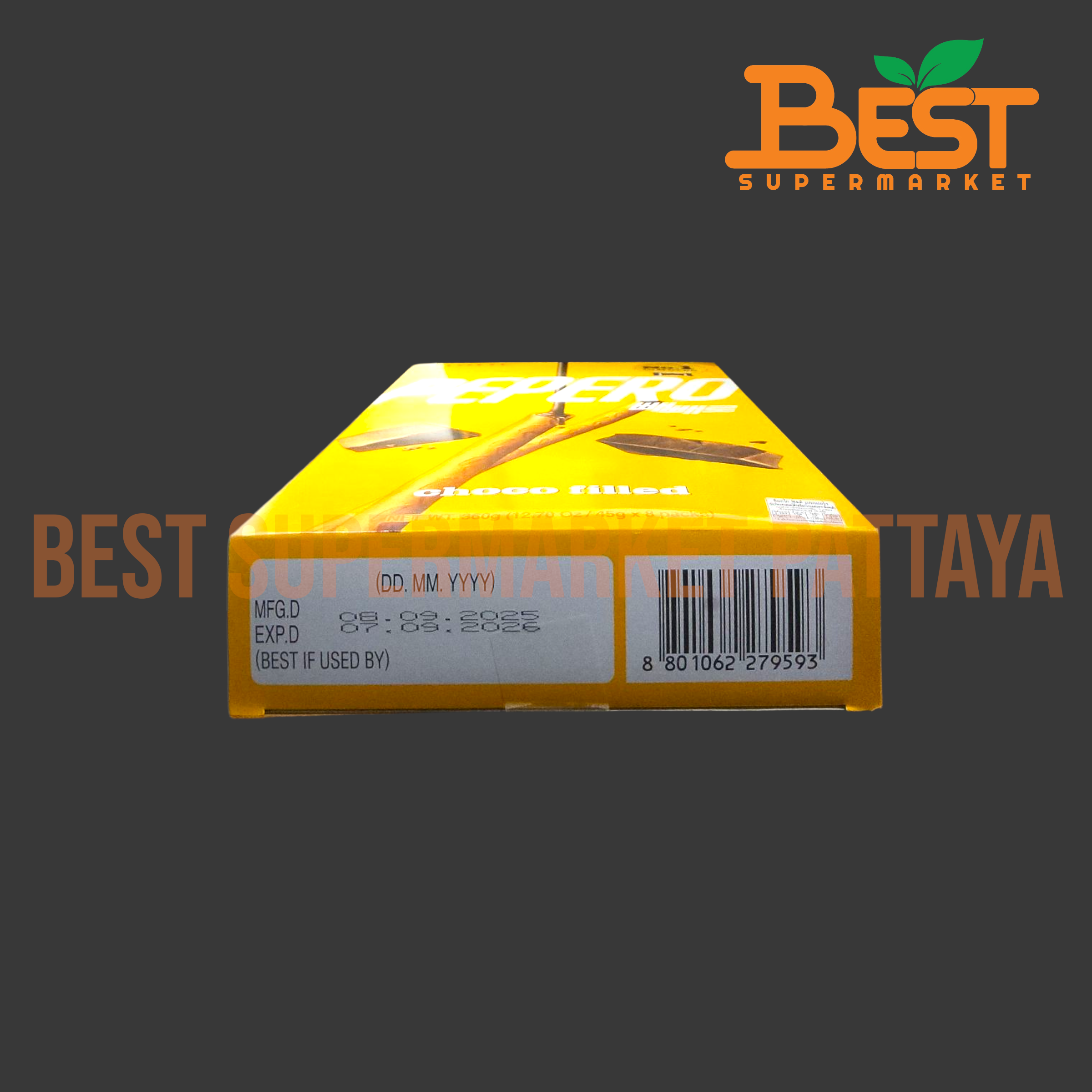 ล็อตเต้ บิสกิตแท่งสอดไส้รสช็อกโกแลต 45กรัม. x 8แพ็ค.Lotte Brand.Choco Filled Pepero 45g. x 8packs