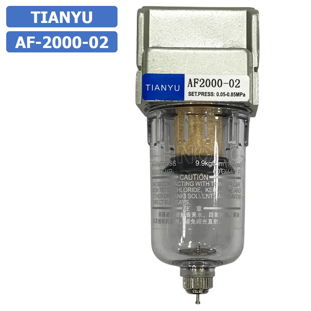 AF2000-02 ตัวกรองลม ชุดกรองลมดักน้ำ Manual Drain อุปกรณ์ปรับปรุงคุณภาพลม Air Filter Pneumatic TIANYU AF-2000-02