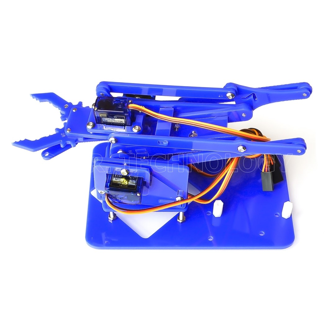 (1ชิ้น) ND066 โครง แขนกล แขนหุ่นยนต์ แขนเซอร์โว สีน้ำเงิน (ไม่รวมเซอร์โวมอเตอร์ และชุดคอนโทรล) Blue DIY Acrylic Robot Manipulator Mechanical Arm (non-including Servo and board)
