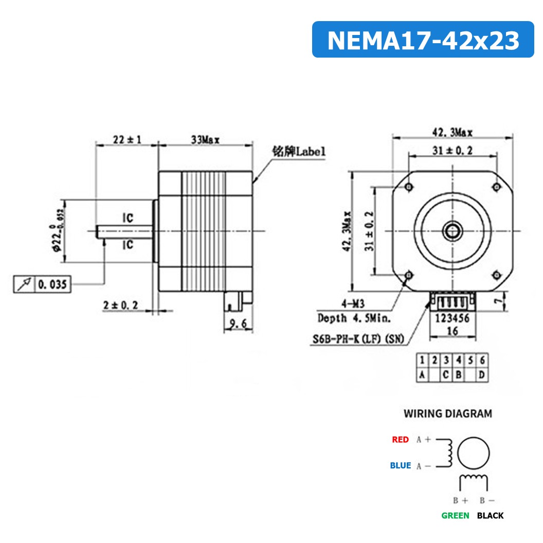 NEMA17 42x33 สเต็ปเปอร์มอเตอร์ พร้อมสาย Stepper Motor NEMA17 with cable 1000mm สเต็ปปิ้งมอเตอร์ Stepping Motor สเตปมอเตอร์ Step motor