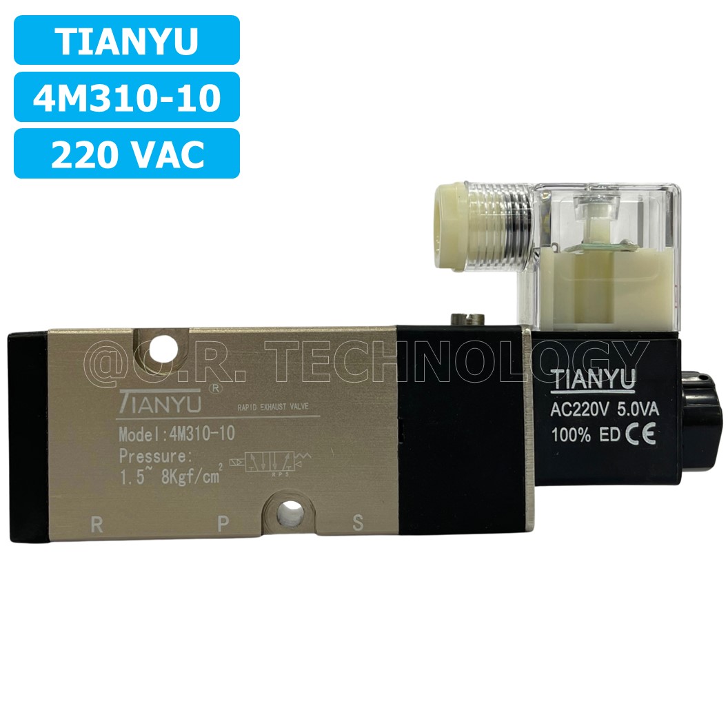 (1ชิ้น) 4M310-10 220VAC โซลินอยด์วาล์ว คอยล์ 1 ข้าง Single Coil Solenoid Valve Pneumatic TIANYU