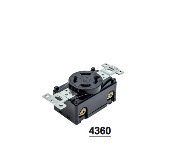 AMERICAN DENKI 4360 ปลั๊กตัวเมียฝังขาล็อก 3P(3P,4W GND) 30A 600V