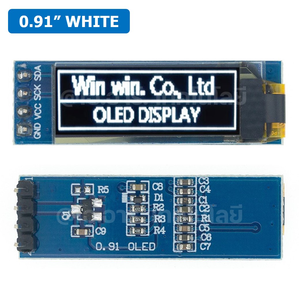AA408 หน้าจอ OLED 0.91” 128x32 WHITE I2C IIC Serial OLED LCD Display Module SSD1306 Chip จอแสดงผล สีขาว