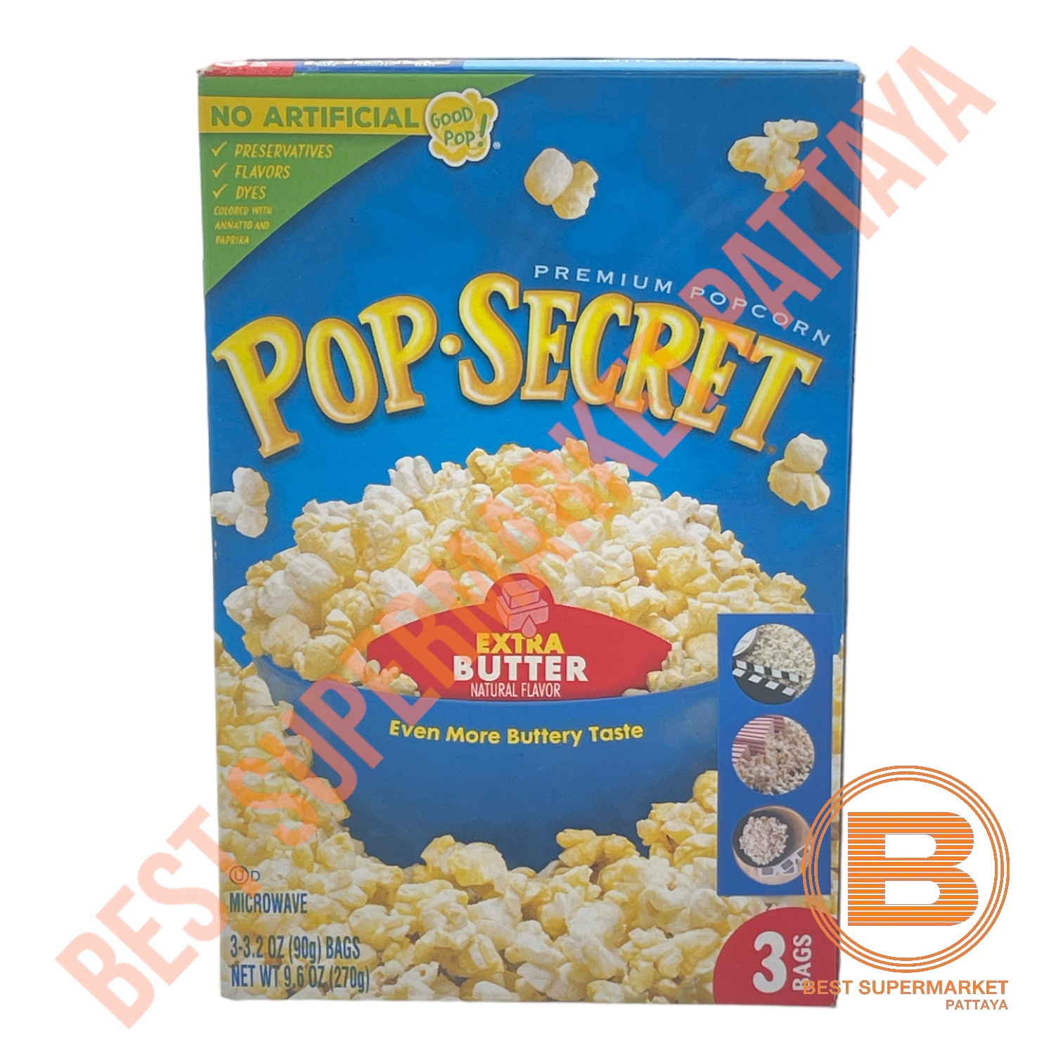 ป๊อปซีเครต ไมโครเวฟ ป๊อปคอร์น บรรจุ 3 ซอง Pop Secret Microwave Popcorn 3 Bags
