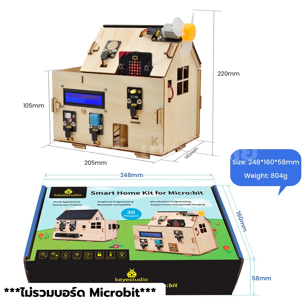 KEYESTUDIO KS4027/KS4028 ชุดสมาร์ทโฮม ไมโครบิต บ้านอัจฉริยะ IoT Smart Home Kit for Microbit (รวมบอร์ด/ไม่รวมบอร์ด) Micro:bit