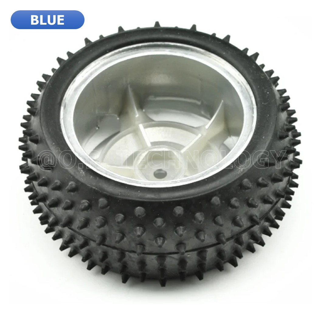 (1ชิ้น 1ล้อ) ND031 ล้อยางวิบากหนาม ล้อหนาม ล้อรถ ล้อรถหุ่นยนต์ ล้อประกอบรถ ล้อรถของเล่น สีน้ำเงิน ขนาด 85MM Large Robot Smart Car Wheel, หน้ากว้าง 38MM Width Surface (Blue)