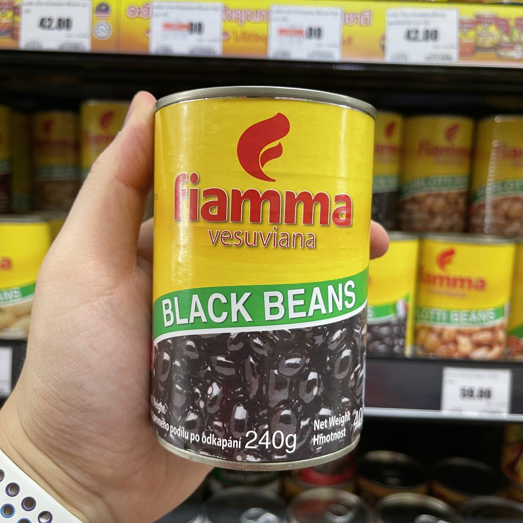 ไฟมมา ถั่วดำในน้ำเกลือ น้ำหนักสุทธิ 400 กรัม Fiamma Black Beans in Brine Total Weight 400 g.