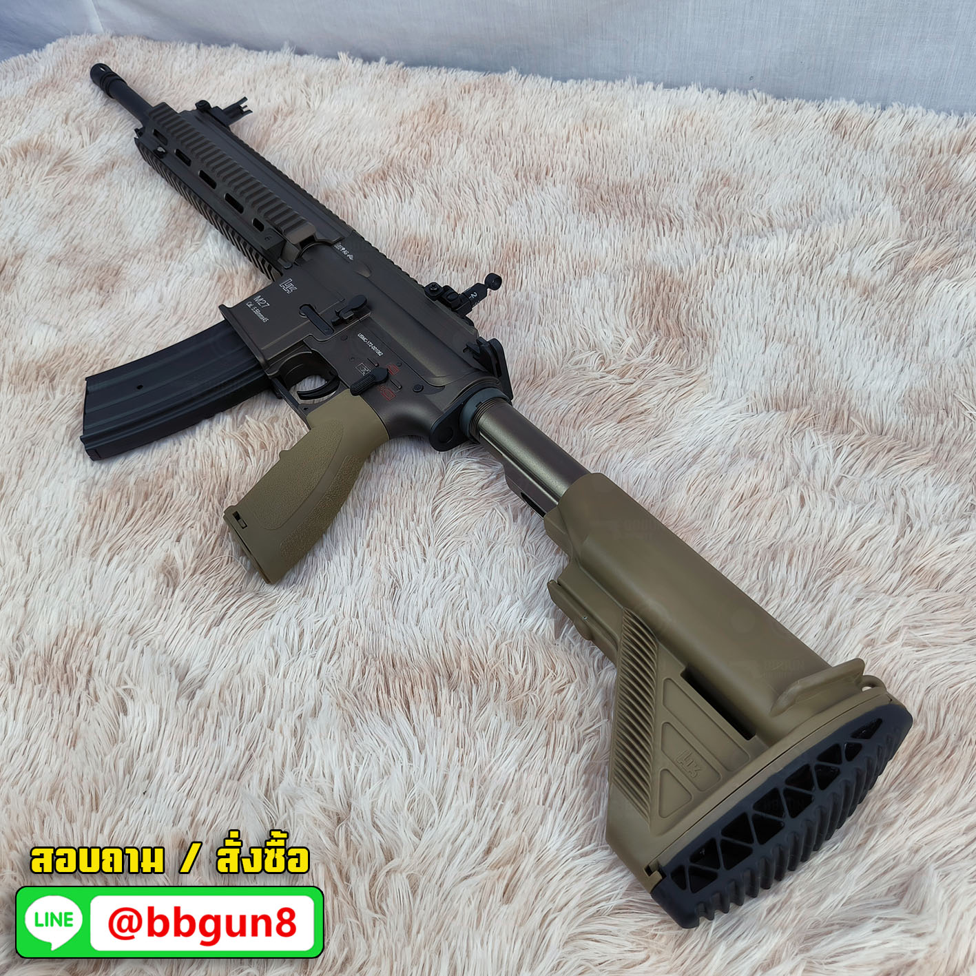 บีบีกันไฟฟ้า E&C 103 S2 HK M27 IAR สีทราย บอดี้โลหะ JR.Custom Gen 2 BB GUN
