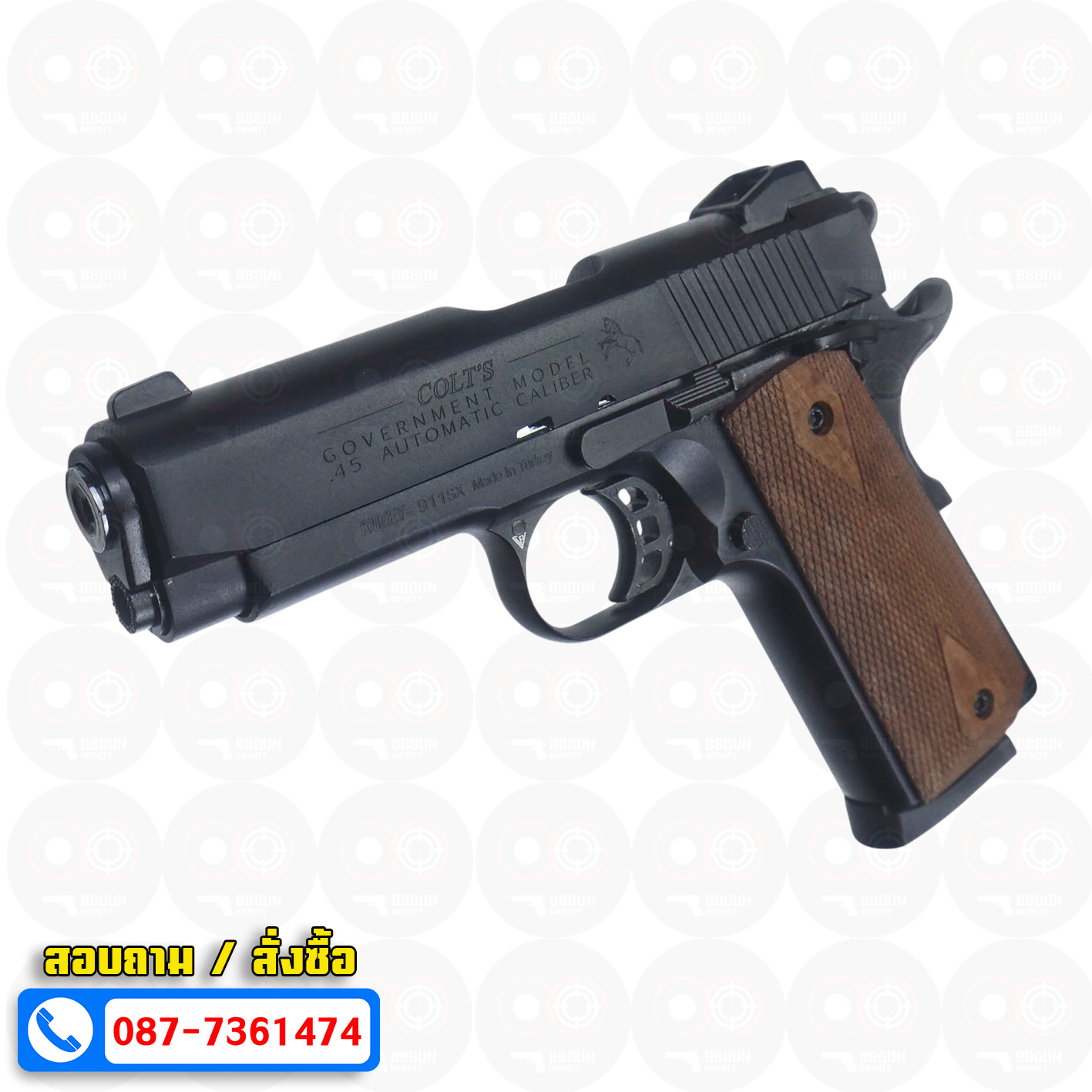 แบลงค์กัน KUZEY M1911 COLT GOVERMENT 100 Year สีดำ 4 นิ้ว blank gun ด้ามไม้