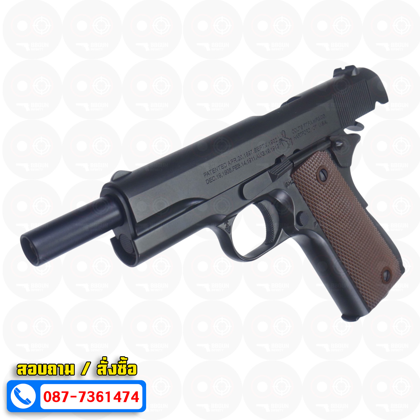 ปืนบีบีกันอัดแก๊ส T8 SP System M1911A1 Government มาร์คกิ้งร่องลึก ครบทั้งกระบอก BB GUN