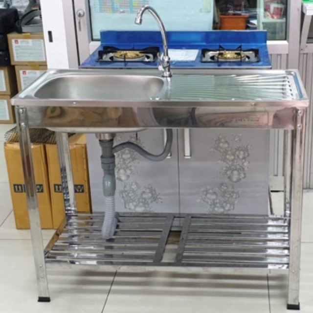 Dyna Home ฟรี ก๊อกน้ำ ซิ้งค์ล้างจาน รุ่น FS-9643-JT อ่างล้างจาน ขนาด 96x43x85 ซม. สแตนเลสทั้งตัว