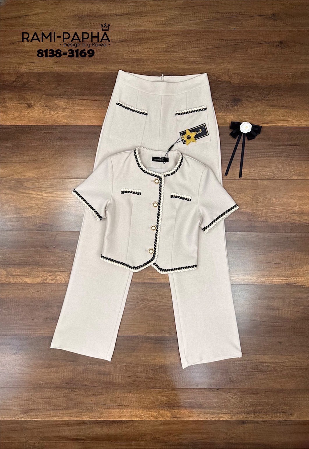 🧧 S 🧧 RAMI-PAPHA set เสื้อ+ขายาว+เข็มกลัด