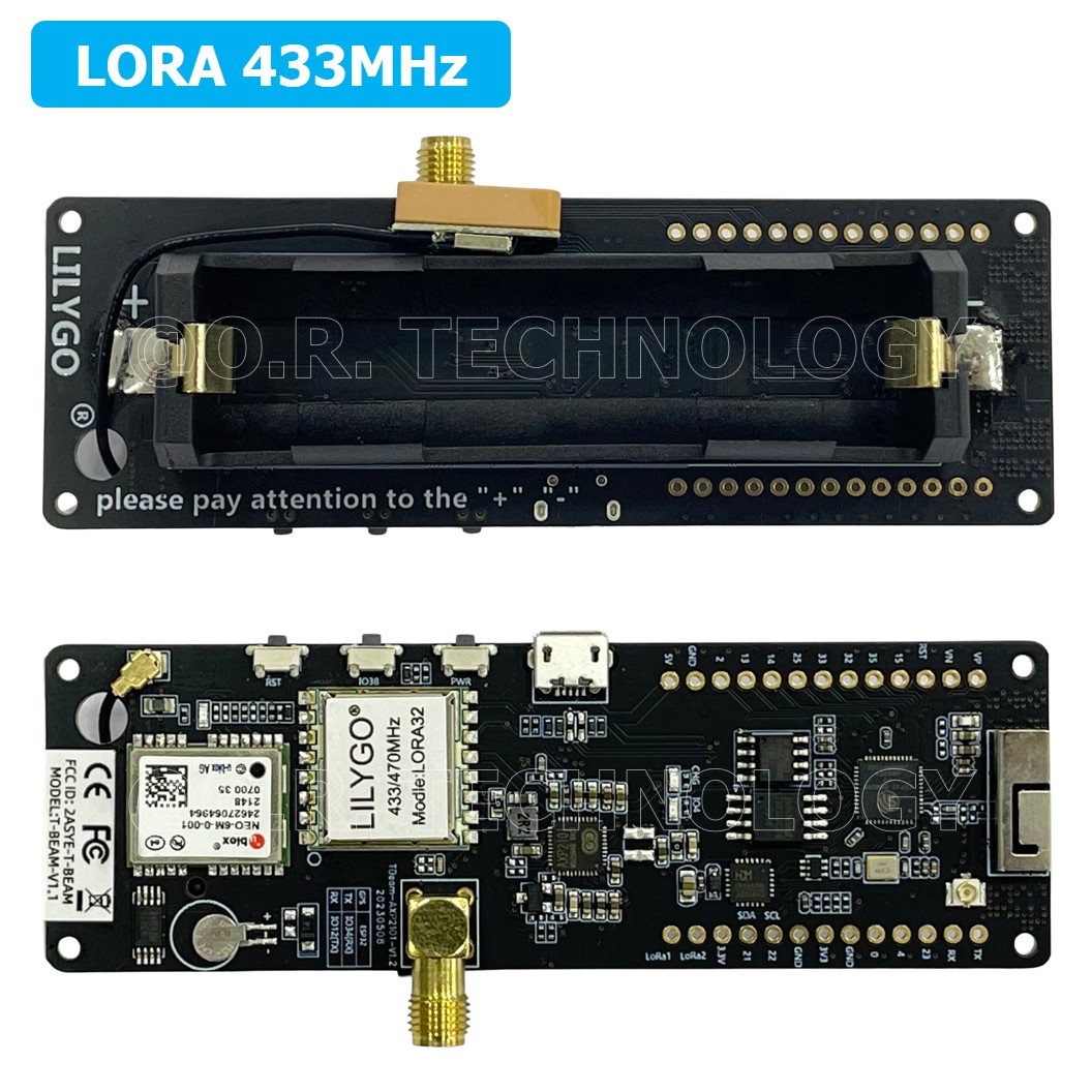 (1ชิ้น) AA714 TTGO T-Beam V1.1 ESP32 LORA 433MHz NEO-6M WiFi Wireless Bluetooth Module IPEX 18650 Battery Holder CH9102F Chip