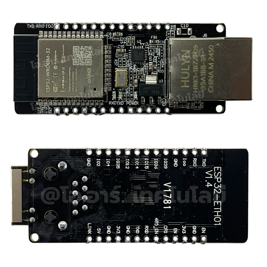 WT32-ETH01 แบบบัดกรี/ไม่บัดกรีขา บอร์ด ESP32 พร้อมช่องเสียบ LAN ESP32 with Ethernet port / WiFi & Bluetooth MCU ESP32 Wireless Module
