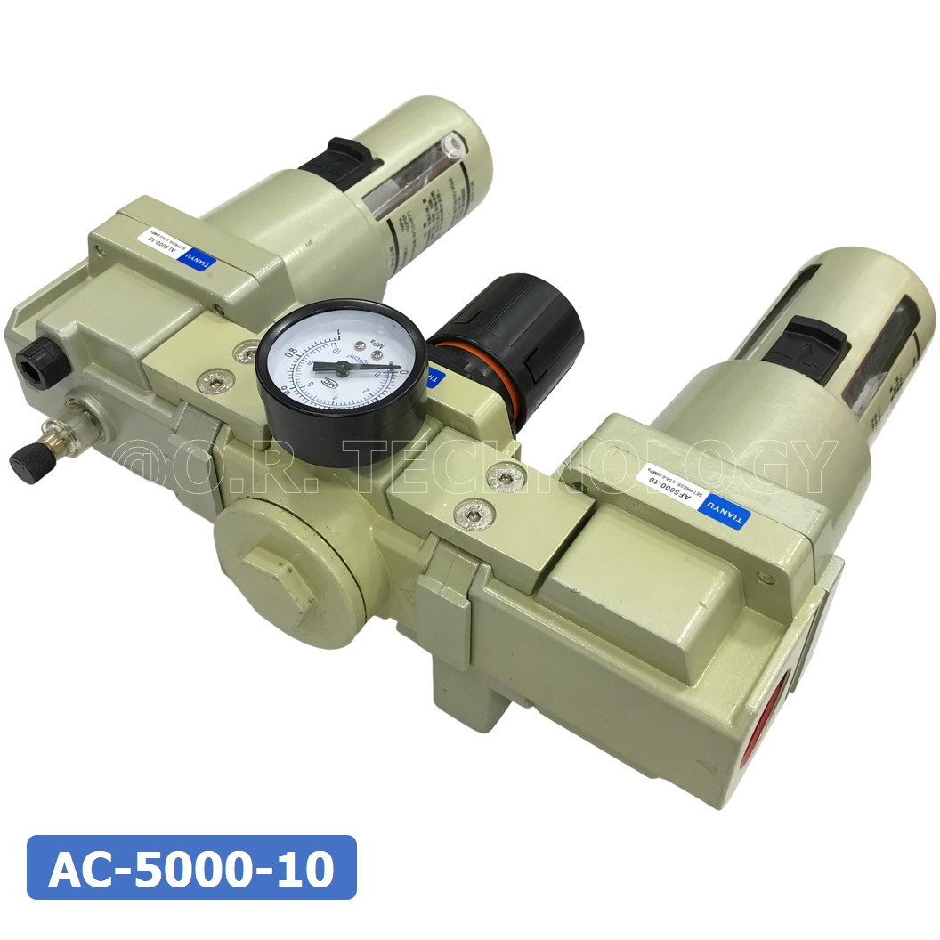 AC5000-10 ชุดกรองลม แบบ 3 ตอน Manual Drain 3 Unit FRL Combination TIANYU AC-5000-10 (Filter Regulator Lubricator)