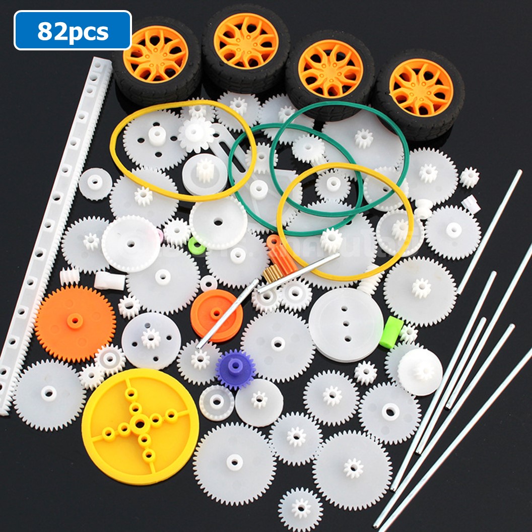 GG-082 ชุดเฟือง เฟืองพลาสติก เฟืองมอเตอร์ 82ชิ้น พร้อมล้อ และแกน 82 Kinds of Plastic Gears pack motor DIY with wheel